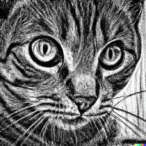 DALL·E 2022 09 10 09.28.54 Black and white portrait detailed lithograph of a striped tabby cat looki.png