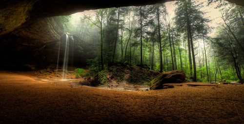 Waterfalls USA Crag Trees Hocking Hills State Park Ohio Nature 10929x5553.jpg