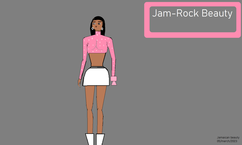Jamaican girl in pink top and white skirt.png
