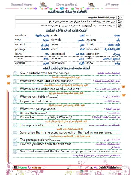 براجرافات انجليزي تانية اعدادي الترم الثاني - اعداد مستر صلاح عبد السلام