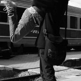 cute couple hugging by train black and white jwj4hefpb3woxovk