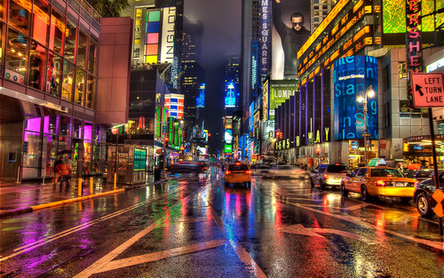 new york hdr streets taxi cars traffic architecture buildings sidewalk people crowds storm rain drop.jpg