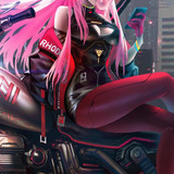anime girl on bike art is 720x1280