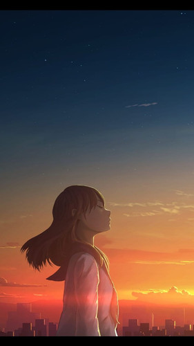 desktop wallpaper 720x1280 girl relaxed in sunset outdoor anime anime girl sky phone.jpg