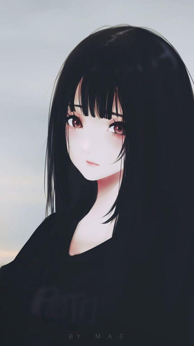 desktop wallpaper beautiful anime woman dark hair fan art 720x1280 fanart anime girl darkness.jpg