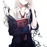 white hair anime girl minimal