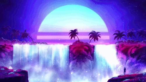 synthwave waterfall.gif