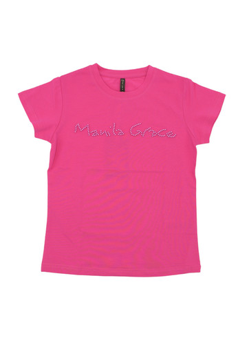 manila grace kids t shirt manica corta fucsia logo perle bambina a.jpg