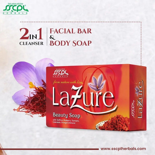 Lazure Fairness Facial Soap with Saffron Turmeric Calendula Mulberry for Skin Whitening, Lightening, Glow, and Fairness. Herbal Ayurvedic Ingredients. Order Now | www.sscplherbals.com