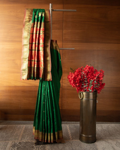 Royal Green Paithani Silk Saree by Piharwa.jpg