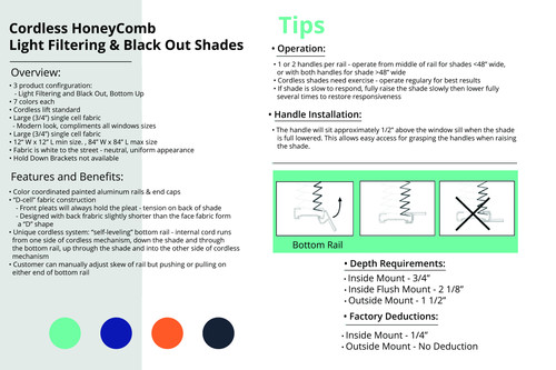 Honey Comb Spec Sheet Bottom Up with Light Filtering and Black Out