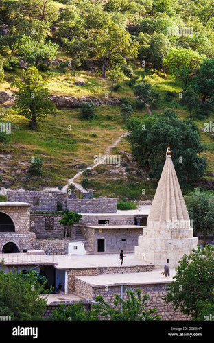 yazidi temples at lalish the holiest place in the world for the kurdish D063HP.jpg
