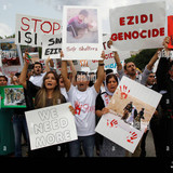 kurdish activists rally in defense of yazidi also known as ezidi people living in sinjar known in ku