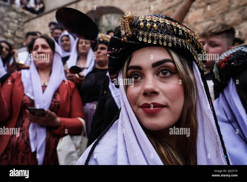 dohuk iraq 19th apr 2022 iraqi yazidis gather at the lalish mountain valley and temple the holiest s.jpg