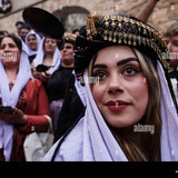 dohuk iraq 19th apr 2022 iraqi yazidis gather at the lalish mountain valley and temple the holiest s