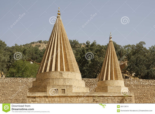 domes yezidi temple lalish iraq holy village situated north iraqi kurdistan 68113974