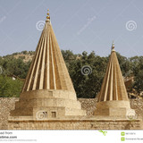 domes yezidi temple lalish iraq holy village situated north iraqi kurdistan 68113974