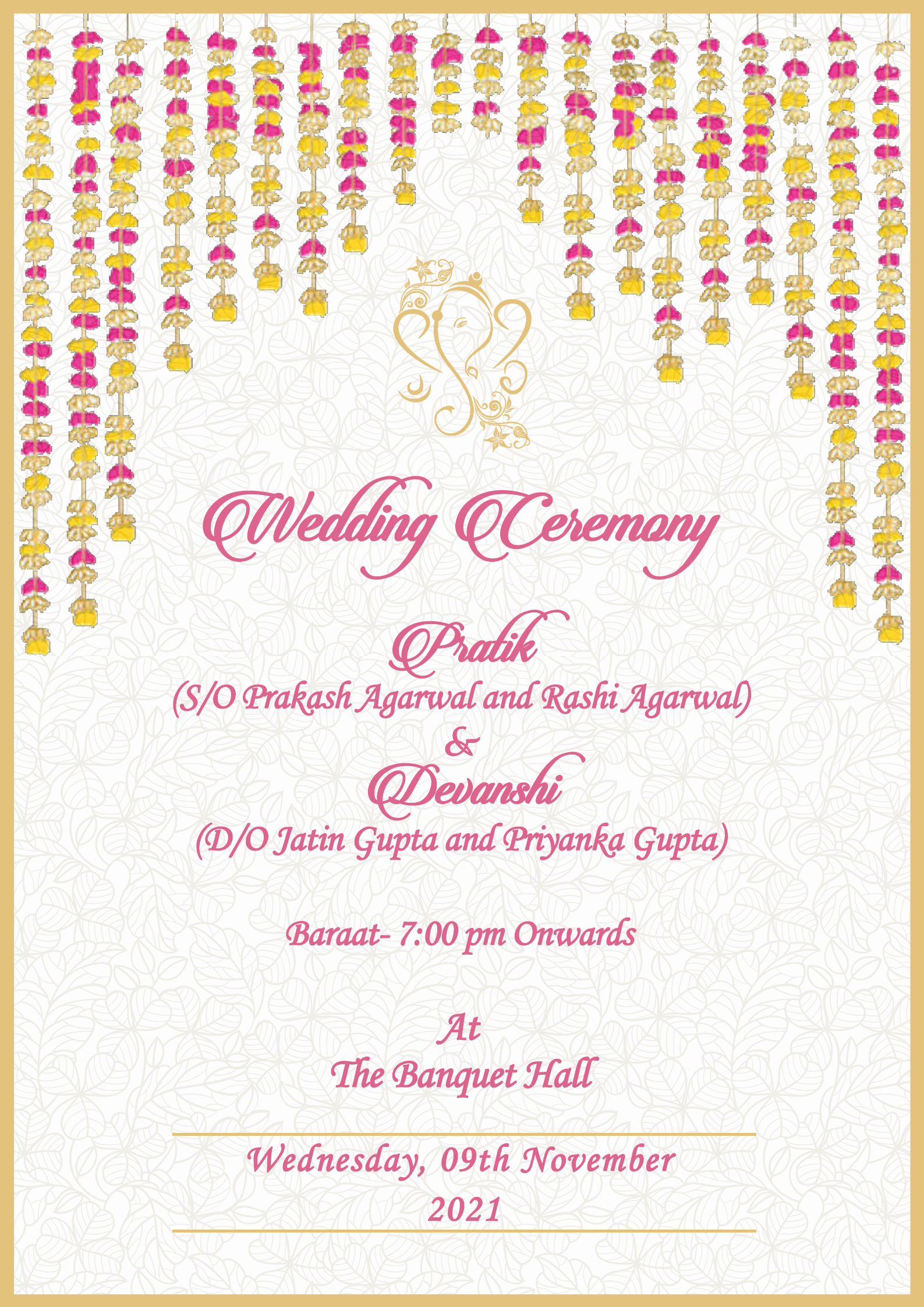 Indian Wedding Invitation Card for Whatsapp