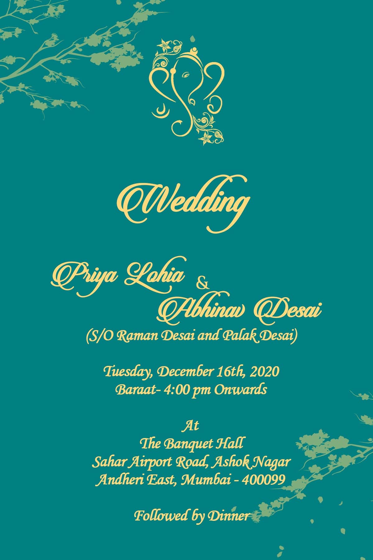 simple indian wedding invitation wording