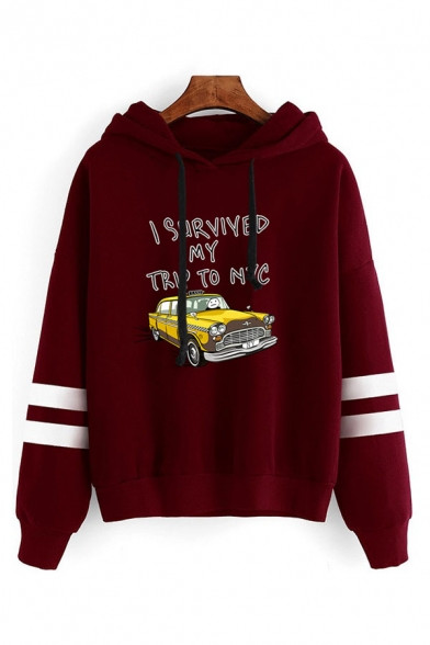 simple letter i survived my trip to nyc car striped print drawstring loose hoodie 1577237931664.jpg