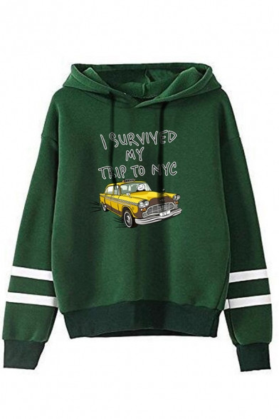 simple letter i survived my trip to nyc car striped print drawstring loose hoodie 1577421182203.jpg