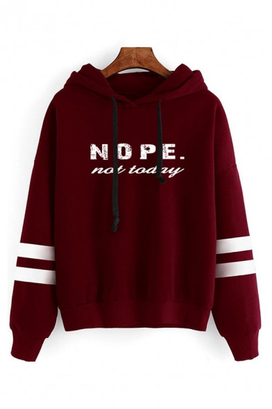 simple letter nope not today printed long sleeve loose varsity striped hoodie 1577420783663.jpg