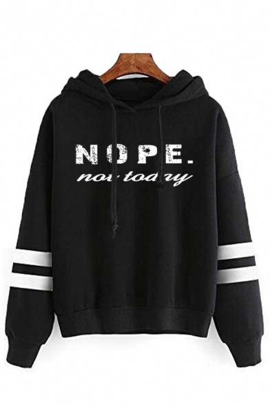 simple letter nope not today printed long sleeve loose varsity striped hoodie 1577420780648.jpg