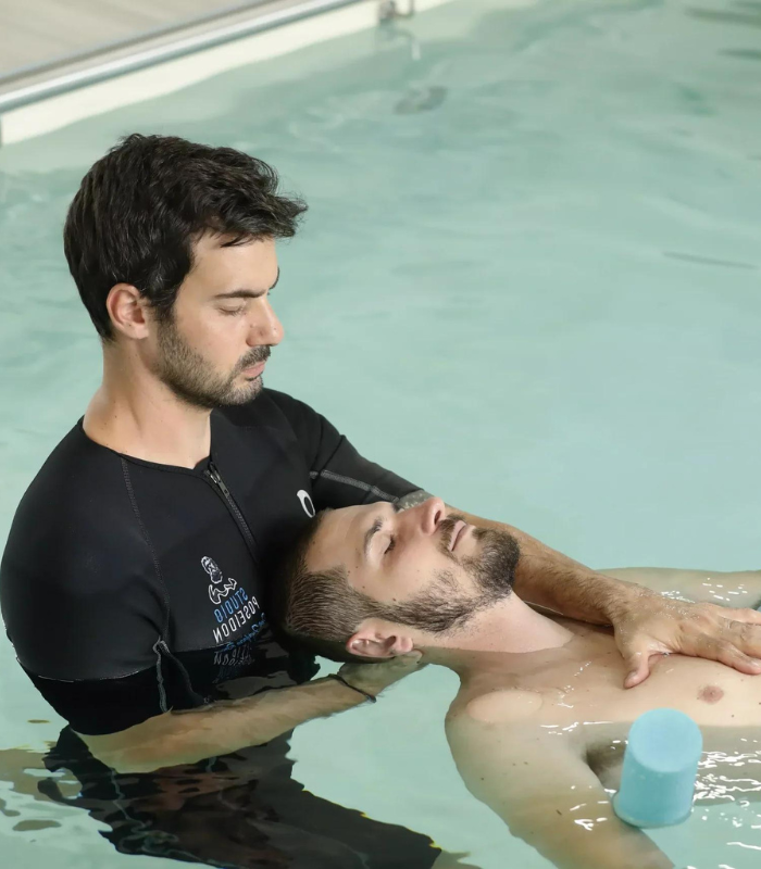 Rocco, nella piscina di Idrokinesiterapia