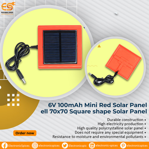 6V 100mAh Mini Red Solar Panel ell 70x70 Square shape Solar Pan