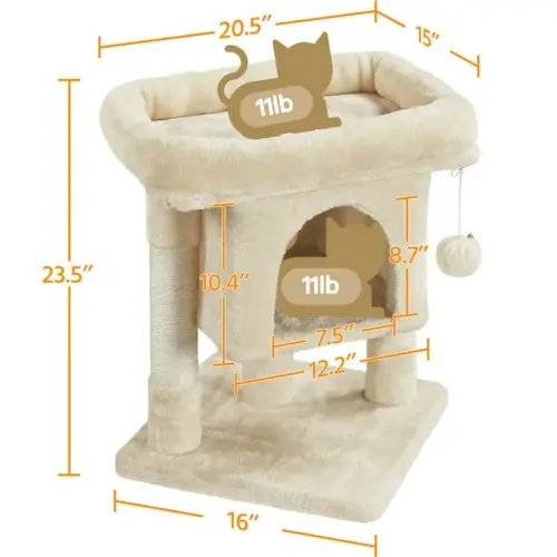 235 h 2 level cat tree condo tower with plush perch (1)