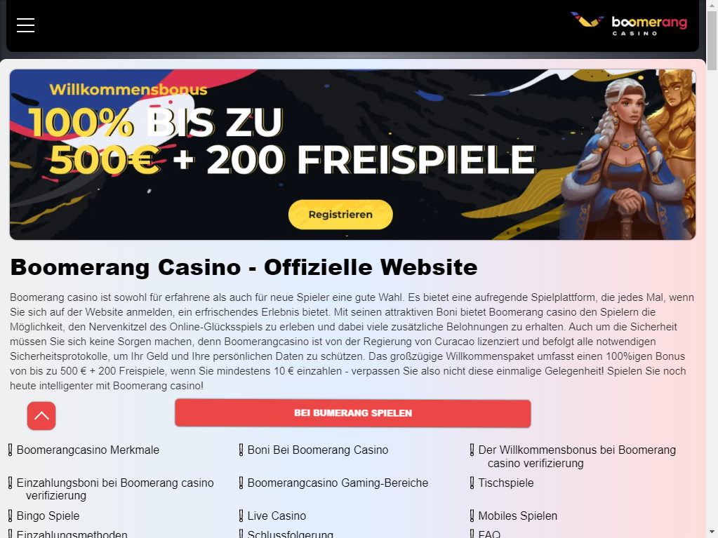 50 beantwortete Fragen zu boomerang casino login
