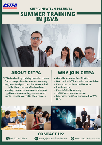 To elevate your skills in Java and its various applications, Join CETPA Infotech's Summer Training now!