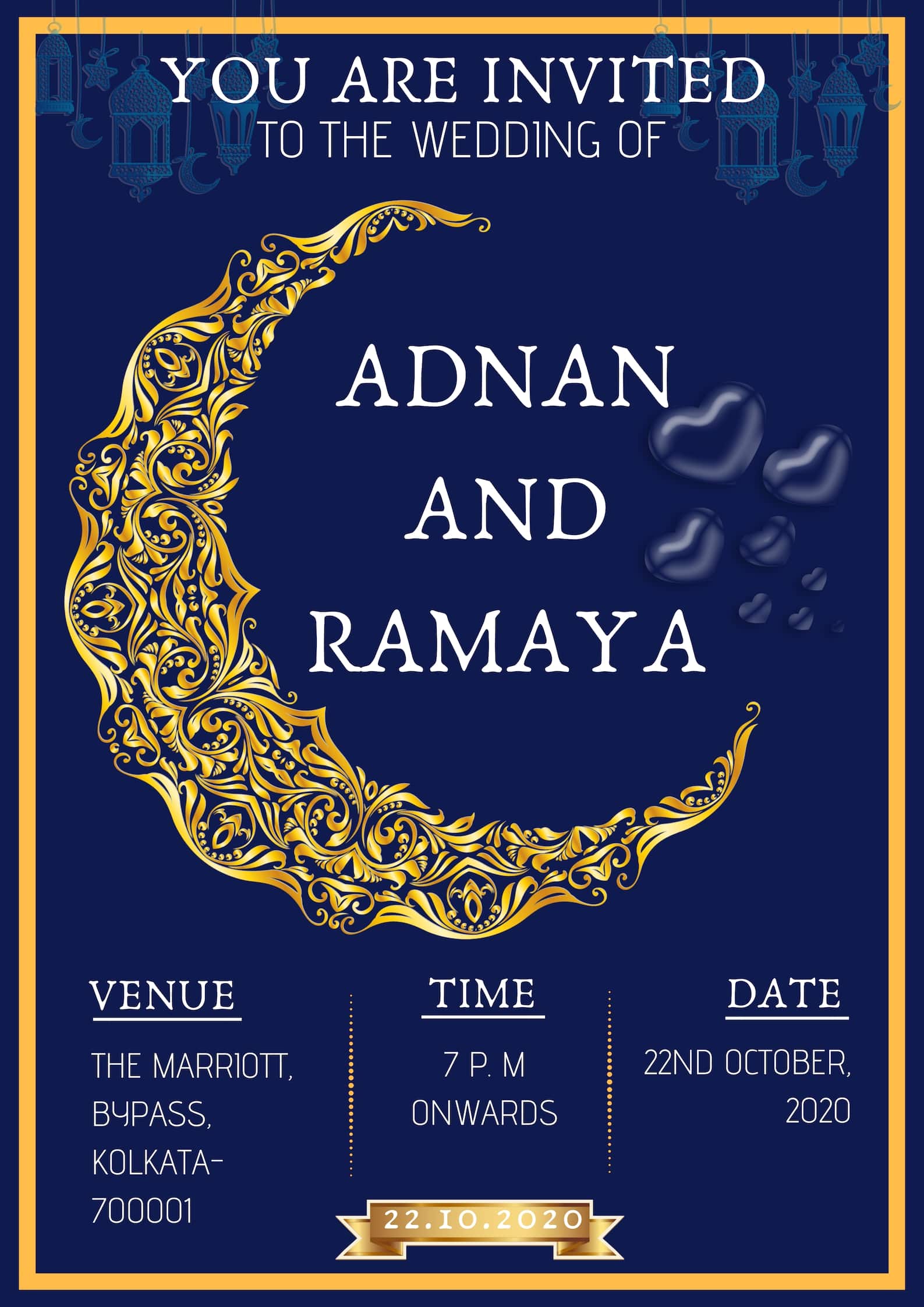 Muslim Wedding invitation Card