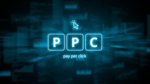 Concept Pay per click or ppc. Business acronym in holographic style..jpg