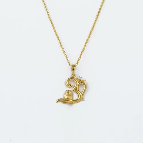 Gold Om Shivling Pendant with Chain- Buy Now - Silberry.jpg