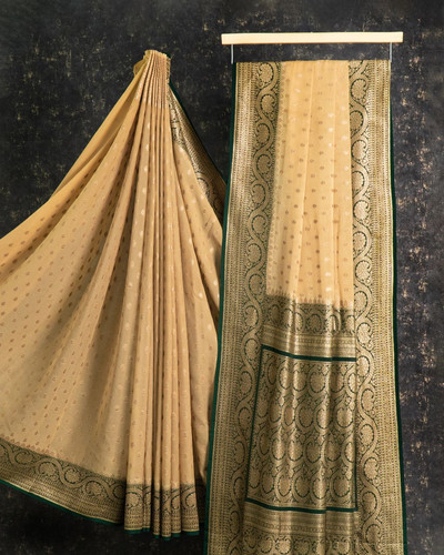 Beige Khaddi Georgette Saree by Piharwa.jpg