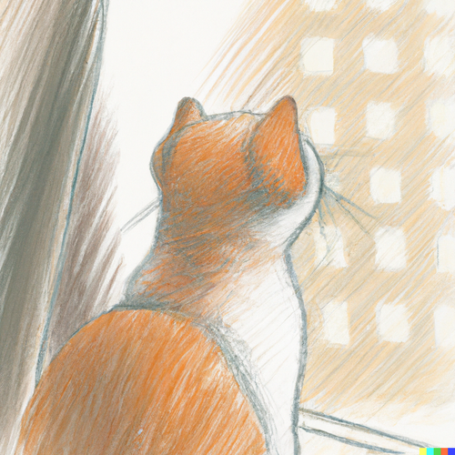 DALL·E 2023 03 22 01.25.00 A cat looking out the window paint.png