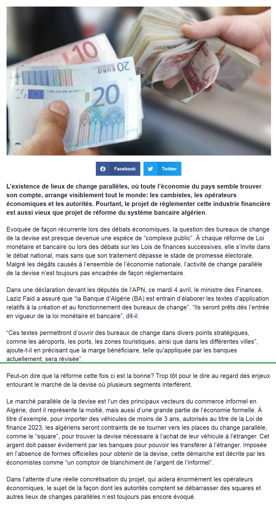 Ouverture des bureaux de change un projet qui s'éternise