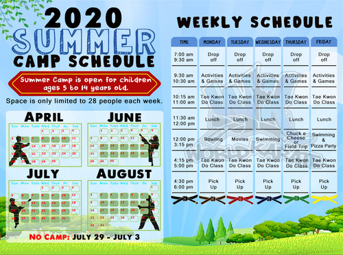 Summer Camp Activity Calendars