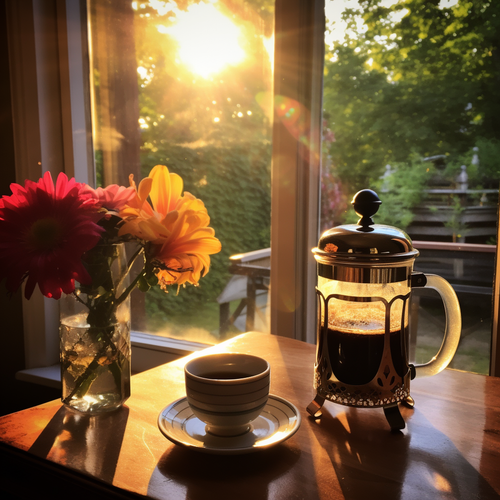 chowmeins morning coffee with a french press on the table sunr bfa76b02 07f8 4d21 abd6 c6816063cf86.png