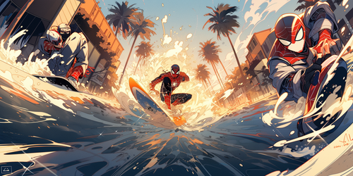 mhoydich visual comic book style spiderman surfing in venice ca c1b8319c e9d6 4eec a9be cac2fb01efd1.png