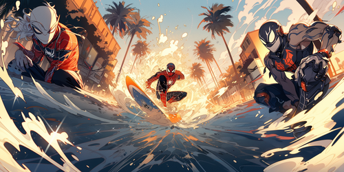 mhoydich visual comic book style spiderman surfing in venice ca e20e73b1 edbc 46e2 bc77 22751b1be042.png