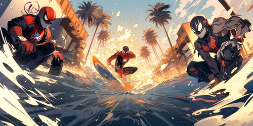mhoydich visual comic book style spiderman surfing in venice ca bbc5cdca 9d12 4993 bded 8280e0eb3894.png