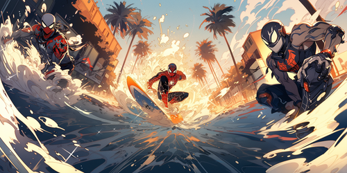 mhoydich visual comic book style spiderman surfing in venice ca a3374b40 fa5e 4180 9a08 8c49e3d18f0f.png