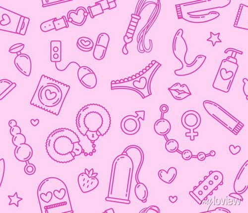 adult shop and sex toys icons seamless pattern on pink background linear style bdsm roleplay items i.jpg