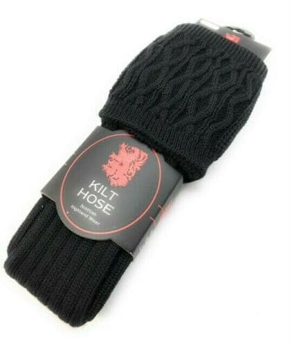 scottish pipe band luxury kilt hose socks wool black brand new 7714 p.jpg