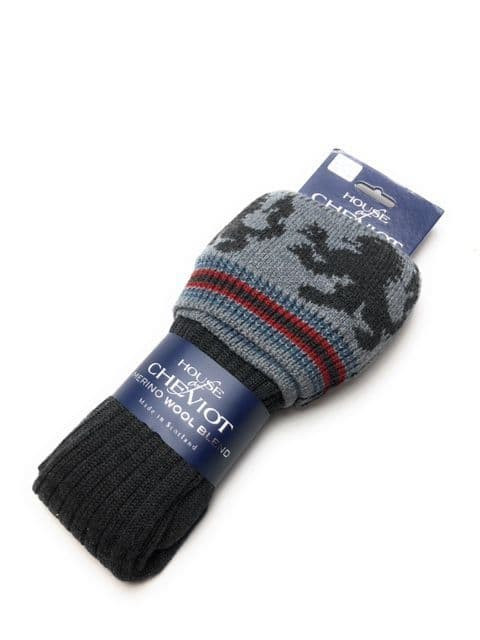 house of cheviot charcoal black lion with red stripe kilt hose made in scotland 5276 p.jpg