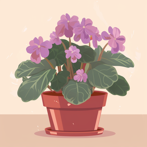 Amber flat simple vector of an african violet houseplant 4039d193 225a 468f 968c 73c950c7619f.png