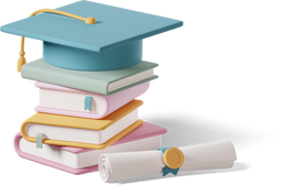 casual life 3d books graduation hat and diploma scroll.png