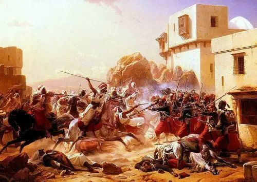 1280px Algérie Peintre Danois Niels Simonsen (1807 1885), huile sur toile , Titre Le dernier combat 